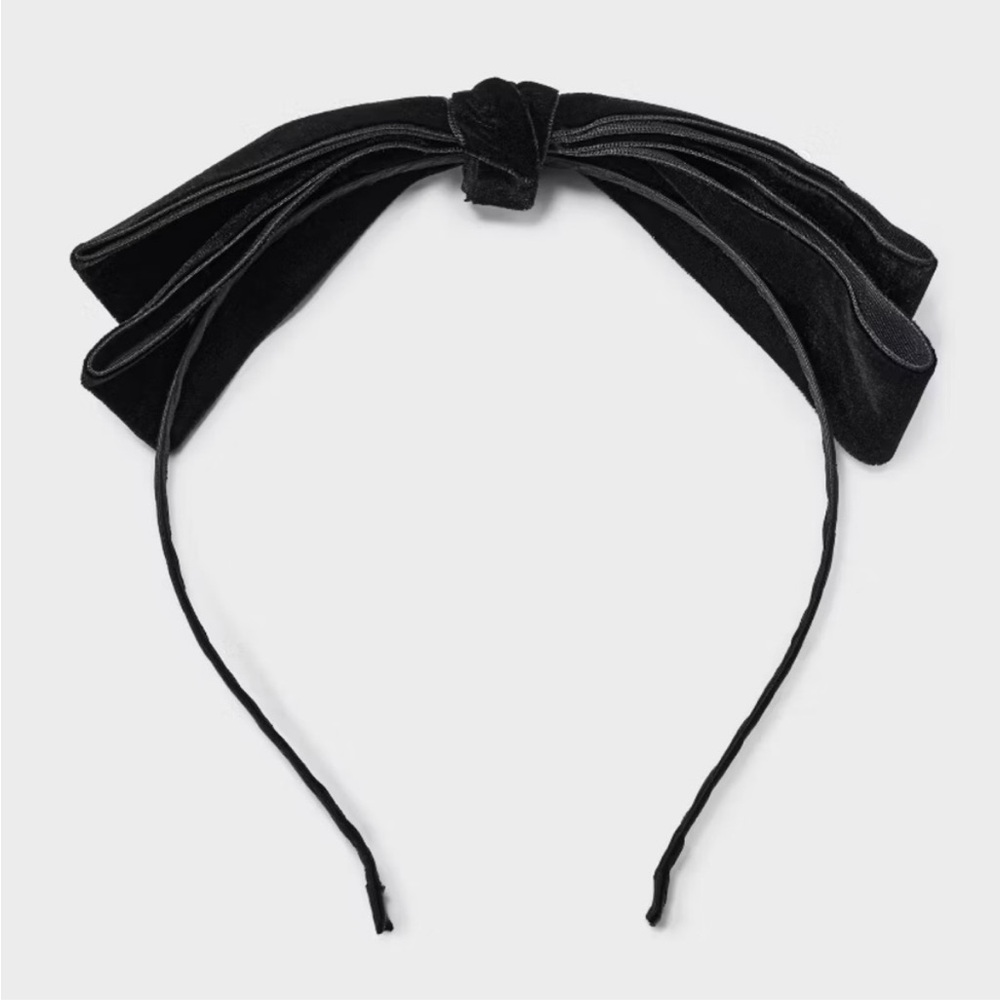 A New Day Velvet Bow Headband nwt Black